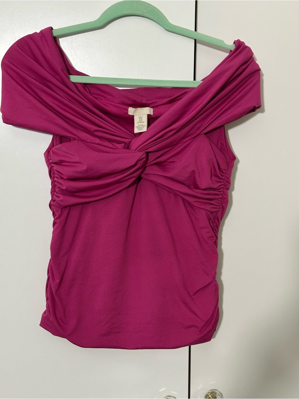 H&M Twist-Front Off-Shoulder Camisole — Magenta